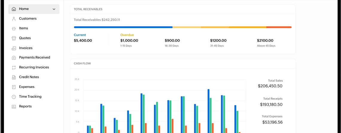 Zoho invoice analytics