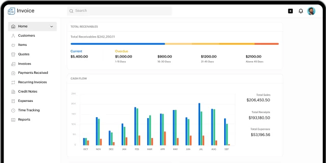 Zoho invoice analytics